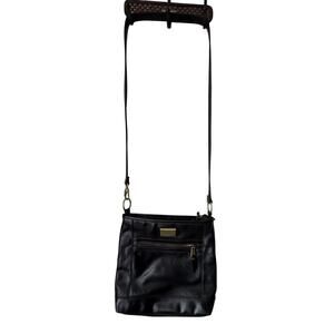 Tignanello Purse Black Leather Crossbag Adjustable Handle